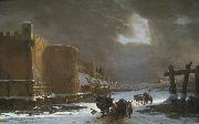 Jan Asselijn Frozen Moat Outside City Walls oil painting reproduction